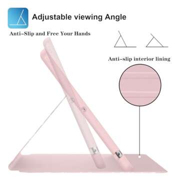 Supveco Case for iPad 9th/8th/7th Generation 10.2 inch (2021/2020/2019 Model) with Pencil Holder, Premium Folio Stand Case with Auto Wake/Sleep,Soft TPU Back Shell Cover for iPad 10.2 Inch-Pink