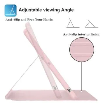 Supveco Case for iPad 9th/8th/7th Generation 10.2 inch (2021/2020/2019 Model) with Pencil Holder, Premium Folio Stand Case with Auto Wake/Sleep,Soft TPU Back Shell Cover for iPad 10.2 Inch-Pink