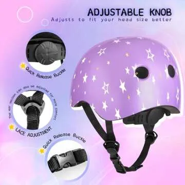 SULIFEEL Kids Bike Helmet for Boys and Girls Adjustable Toddler Skateboard Helmet for Multi-Sports Scooter Cycling Roller Skating Unicorn Purple