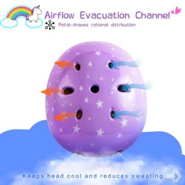 SULIFEEL Kids Bike Helmet for Boys and Girls Adjustable Toddler Skateboard Helmet for Multi-Sports Scooter Cycling Roller Skating Unicorn Purple