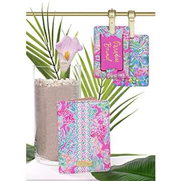 Lilly Pulitzer Vegan Leather Passport Holder, Cute Passport Cover, Travel Wallet with Credit Card Slots, Seaing Things