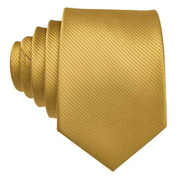 Barry.Wang Mens Ties Silk Tie Pocket Square Cufflinks Set Woven Designer Gold
