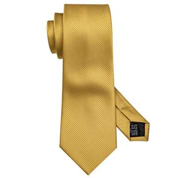 Barry.Wang Mens Ties Silk Tie Pocket Square Cufflinks Set Woven Designer Gold