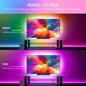 Vont Smart Strip Lights with Multicolor Segmented Lighting, LED Color Changing, Compatible w/Alexa &...