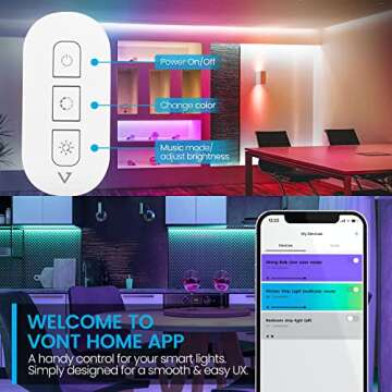 Vont Smart Strip Lights with Multicolor Segmented Lighting, LED Color Changing, Compatible w/Alexa & Google, Music Sync & DIY Mode, 30+ Scenes, 16 Million Colors, Home, Bedroom, Party (16.4 ft)