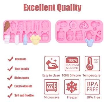 Ice Cream Silicone Molds 3 Pcs, Mini Popsicle Cake Decorating Chocolate Fondant Mold for Cake Decora...