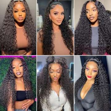 Water Wave Lace Front Wigs Human Hair Wigs for Women HD 13x4 Glueless Lace Frontal Wigs Human Hair Pre Plucked with Baby Hair Wet and Wavy Wigs Human Hair 180% Density Natural Color (24 Inch)