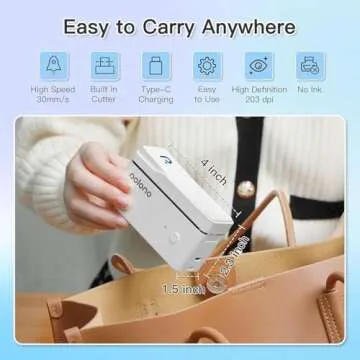 POLONO P31S Label Maker Machine with Tape, Portable Thermal Printer, Portable Bluetooth Label Printer for Organizing Storage Office Home, Sticker Maker Mini Label Maker with Multiple Templates, White