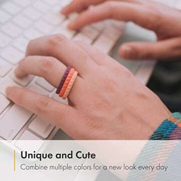 Enso Rings Stackable Pyramid Silicone Wedding Ring – Hypoallergenic Unisex Stackable Wedding Band ...
