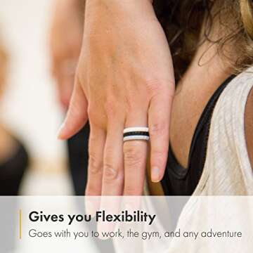 Enso Rings Stackable Pyramid Silicone Wedding Ring – Hypoallergenic Unisex Stackable Wedding Band – Comfortable Minimalist Band – 2.5mm Wide, .8mm Thick Obsidian Black. Size: 6