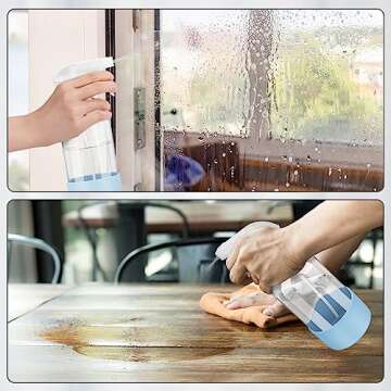 Rionisor Glass Spray Bottles with Silicone Sleeve Protection, Empty 16 oz Refillable Containers, Reusable Spray Bottles with Adjustable Nozzle for Hair, Cleaning Solutions, Essential Oils 1 Pack Blue