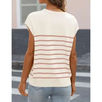MIROL Women's Cap Sleeve Striped Tops 2025 Batwing Short Sleeve Summer Crewneck Tee Knit Casual Loos...