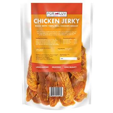 Pur Luv Dog Treats, Chicken Jerky for Dogs, Made with 100% Real Chicken Breast, 16 Ounces, Healthy, Easily Digestible, Long-Lasting, High Protein Dog Treat, Satisfies Dog's Urge to Chew (Pack of 1)