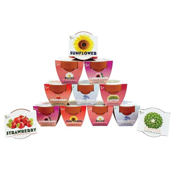 BUZZY Seeds Terracotta Mini Grow Pots | Herb, Plant, Flower Starter Kit for Kids & Adults | Assorted...