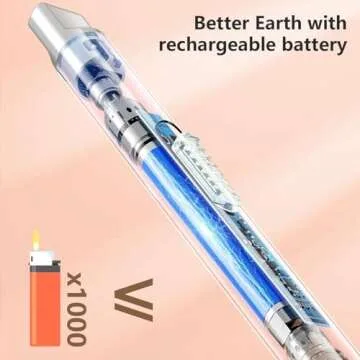 REIDEA Electronic Candle Lighter Long USB Rechargeable Lighter Arc Windproof Flameless Lighter with Safety Switch Buttom (Blue)