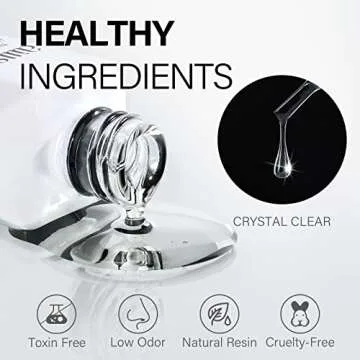 AILLSA Gel Nail Glue for Acrylic Nails, 4 in 1 Super Strong Nail Gel Glue for Fake Nail Tips,15ML High Capacity Long Lasting Brush On Nail Glue for Rhinestone Pearl Foil, (U V Lamp Curing Needed)