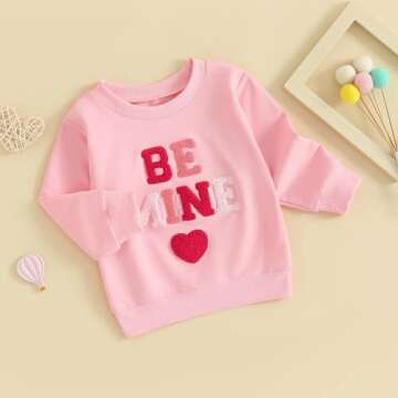 MoZiKQin Toddler Baby Girl Valentines Outfit Crewneck Sweatshirt Long Sleeve Pullover Sweater Shirt ...