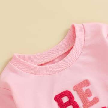 MoZiKQin Toddler Baby Girl Valentines Outfit Crewneck Sweatshirt Long Sleeve Pullover Sweater Shirt Spring Clothes (Be Mine Heart Print Pink,2-3T)