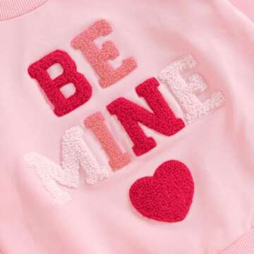 MoZiKQin Toddler Baby Girl Valentines Outfit Crewneck Sweatshirt Long Sleeve Pullover Sweater Shirt Spring Clothes (Be Mine Heart Print Pink,2-3T)
