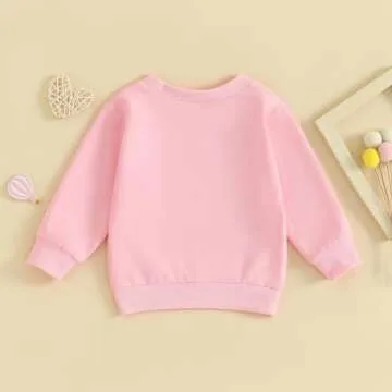 MoZiKQin Toddler Baby Girl Valentines Outfit Crewneck Sweatshirt Long Sleeve Pullover Sweater Shirt Spring Clothes (Be Mine Heart Print Pink,2-3T)
