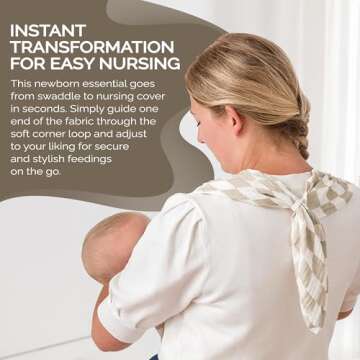 Itzy Ritzy Breastfeeding Boss Multi-Use Cover – A Nursing Cover, Swaddle, Car Seat Cover, Tummy Time Mat & Burp Cloth All in One – Made of Soft Muslin Fabric & Measures 47” x 47” (Checkerboard)