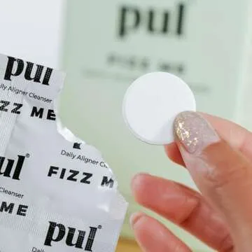 Daily Aligner Cleanser Tablets by PUL - Remove Odors Discoloration Stains & Plaque - Specially Formulated to Clean & Brighten Aligners, Retainers, Dentures, Nightguards & Dental Appliances - 96 Pack