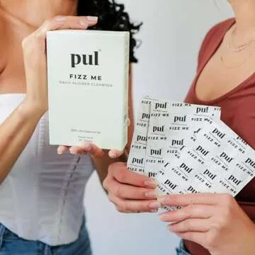 Daily Aligner Cleanser Tablets by PUL - Remove Odors Discoloration Stains & Plaque - Specially Formulated to Clean & Brighten Aligners, Retainers, Dentures, Nightguards & Dental Appliances - 96 Pack