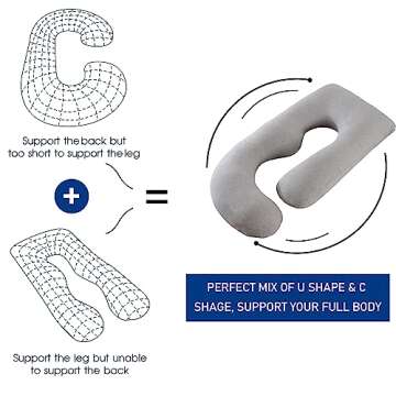 Cauzyart U-Shape Full Body Pregnancy Pillow for Comfort