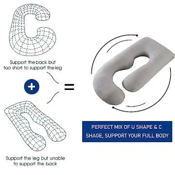 Cauzyart U-Shape Full Body Pregnancy Pillow for Comfort
