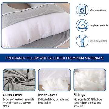 Cauzyart U-Shape Full Body Pregnancy Pillow for Comfort