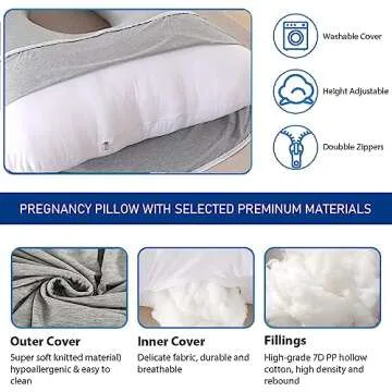 Cauzyart U-Shape Full Body Pregnancy Pillow for Comfort