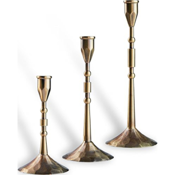 YOUTUOY Handmade Taper Vintage Candle Holders, Set of 3 Candle Sticks Holder Decor, Candlestick Hold...