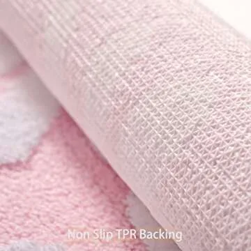 QJHOMO Pink Bathroom Rugs Cute Daisy Bath Mat White and Yellow Flower Decor Rug Non Slip Floor Carpet Microfiber Bathmat Super Absorbent Machine Washable Bathtub Mats for Shower (16x24 inch)