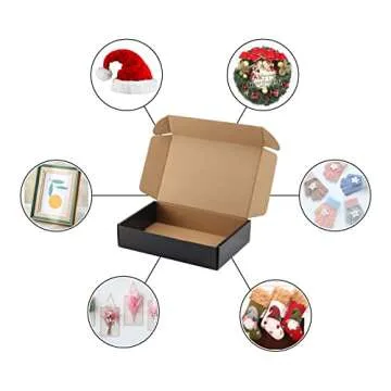 Hoikwo 25 Pack Black 9x6x2 Shipping Boxes