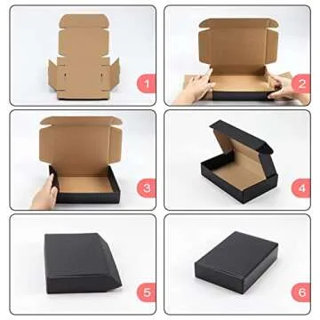 Hoikwo 25 Pack Black 9x6x2 Shipping Boxes