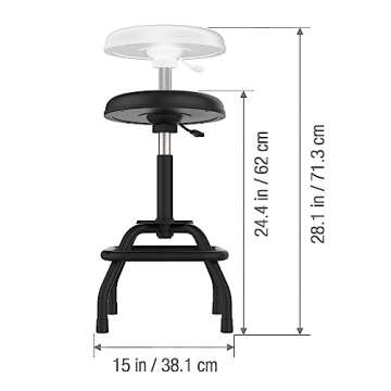 Koda Adjustable Cushioned Shop Stool for Garage & Workspace