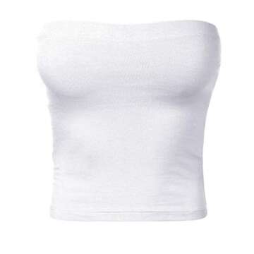 HATOPANTS Tube Crop Shapewear Tops Strapless Cute Sexy Cotton Basic Casual White L