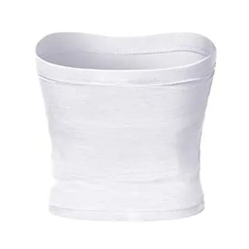 HATOPANTS Tube Crop Shapewear Tops Strapless Cute Sexy Cotton Basic Casual White L