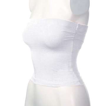 HATOPANTS Tube Crop Shapewear Tops Strapless Cute Sexy Cotton Basic Casual White L