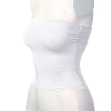 HATOPANTS Tube Crop Shapewear Tops Strapless Cute Sexy Cotton Basic Casual White L