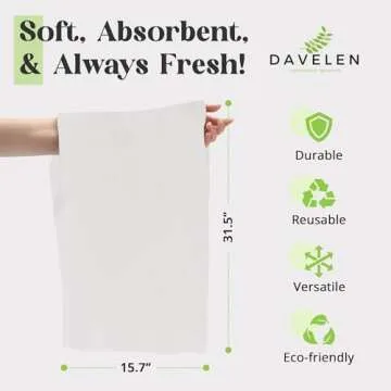 DAVELEN Disposable Large Luxury Towels (50-Count) Spa and Salon Quality Softness for Guests, Clients | Hair, Face, Body Use | Luxurious Comfort, Ecofriendly | Towels Size: 31.5” x 15 (white)