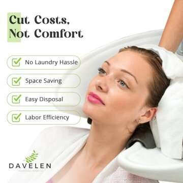 DAVELEN Disposable Large Luxury Towels (50-Count) Spa and Salon Quality Softness for Guests, Clients | Hair, Face, Body Use | Luxurious Comfort, Ecofriendly | Towels Size: 31.5” x 15 (white)