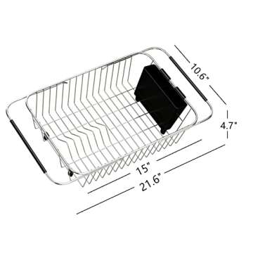 TESOT Adjustable Over Sink Dish Rack Stainless Steel Dish Drying Rack On Counter or in Sink, Rustpro...