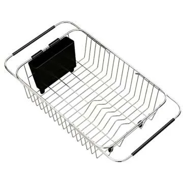 TESOT Adjustable Over Sink Dish Rack Stainless Steel Dish Drying Rack On Counter or in Sink, Rustproof