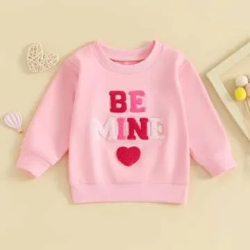 CREAIRY Newborn Baby Girl Valentines Day Outfit Letter Heart Sweatshirt Long Sleeve T-Shirt Tops Tod...