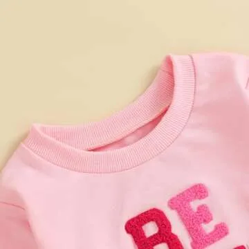 CREAIRY Newborn Baby Girl Valentines Day Outfit Letter Heart Sweatshirt Long Sleeve T-Shirt Tops Toddler Spring Fall Clothes (Red, 2-3 Years)