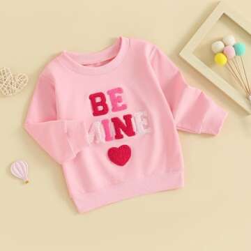 CREAIRY Newborn Baby Girl Valentines Day Outfit Letter Heart Sweatshirt Long Sleeve T-Shirt Tops Toddler Spring Fall Clothes (Red, 2-3 Years)