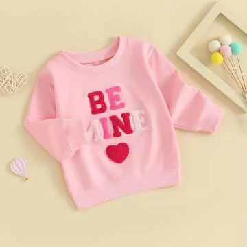 CREAIRY Newborn Baby Girl Valentines Day Outfit Letter Heart Sweatshirt Long Sleeve T-Shirt Tops Toddler Spring Fall Clothes (Red, 2-3 Years)