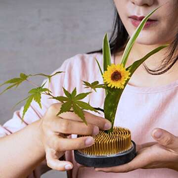 Ikebana Stem Holder, 3 Pieces Flower Frog Kenzan Fixed Tools Flower Holder Floral Arrangement Pin fo...