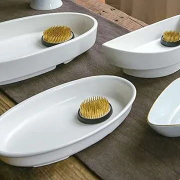 Ikebana Stem Holder, 3 Pieces Flower Frog Kenzan Fixed Tools Flower Holder Floral Arrangement Pin for Flower Arrangement Vase, Fixation and Decoration (Gold, 0.91 Inch, 1.02 Inch, 2.36 Inch)